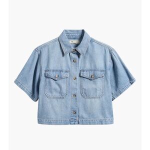 Madewell Boxy Crop Button Up Denim Shirt